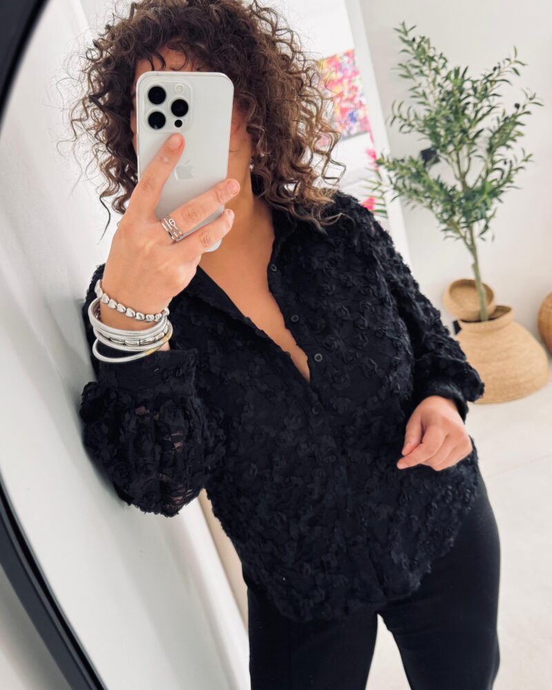 Chemisier fleuri noir