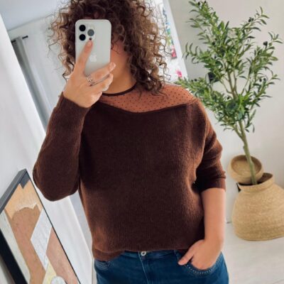 Pull chocolat petits pois