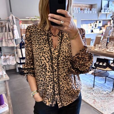 Blouse camel léopard
