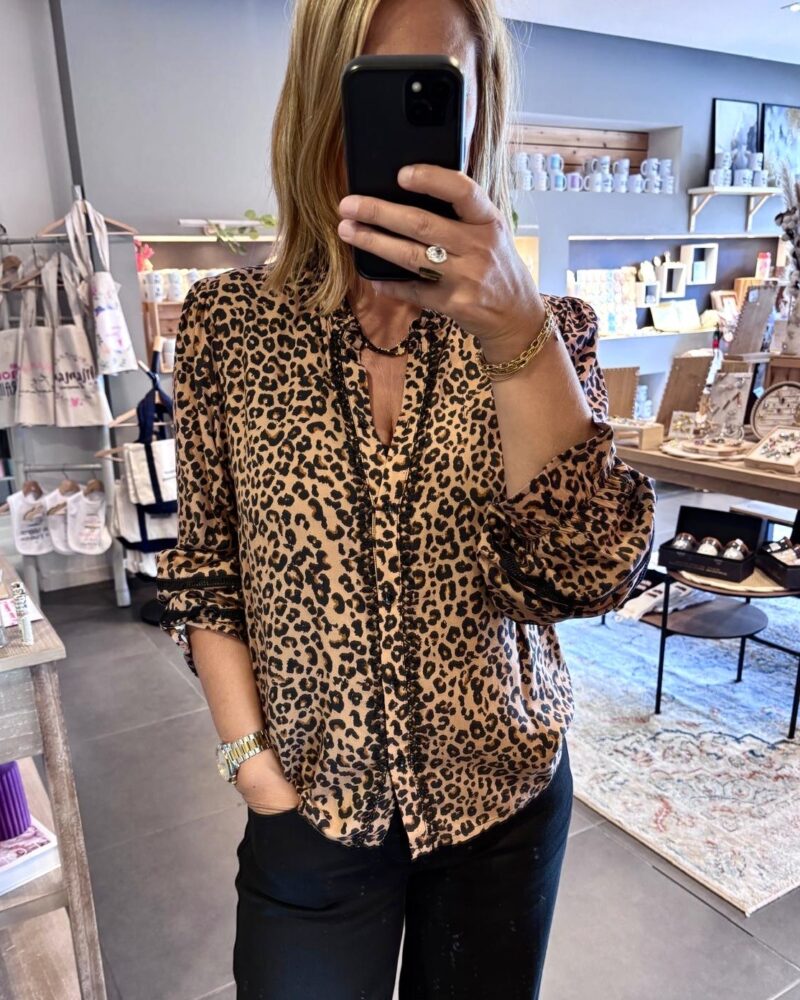 Blouse camel léopard
