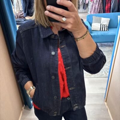Bomber Denim - Red Button