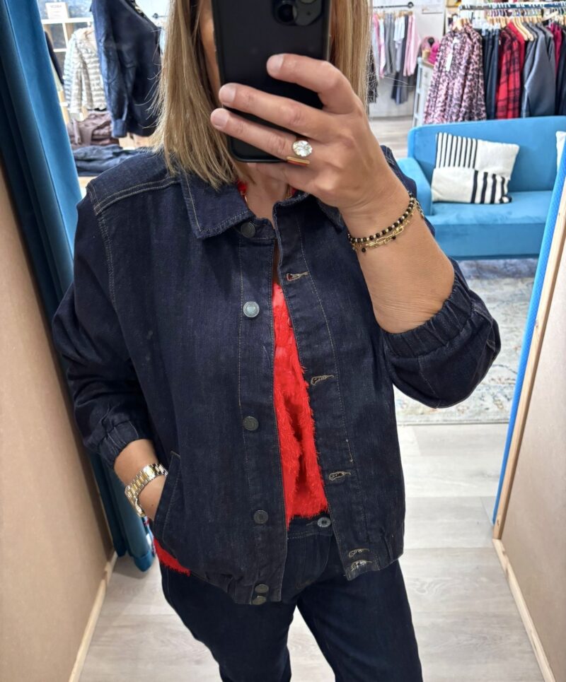 Bomber Denim - Red Button